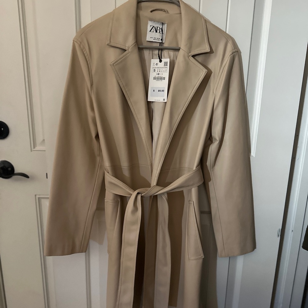 Faux Leather Trench Coat